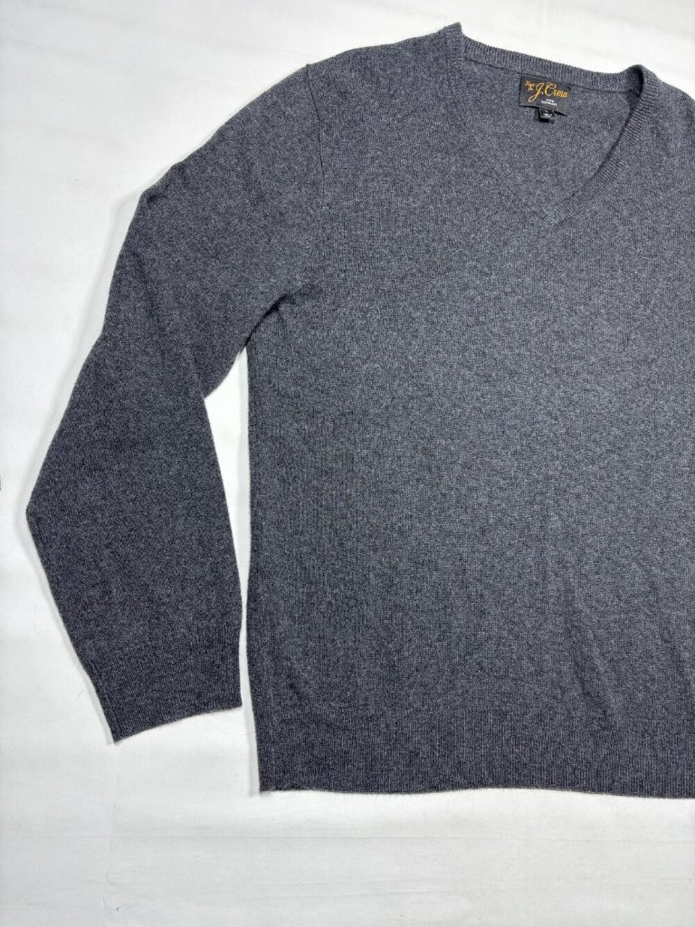 J.Crew Mens Large 100% Cashmere V-neck Sweater Charcoal Gray Style BC464 ECU - Picture 3 of 9